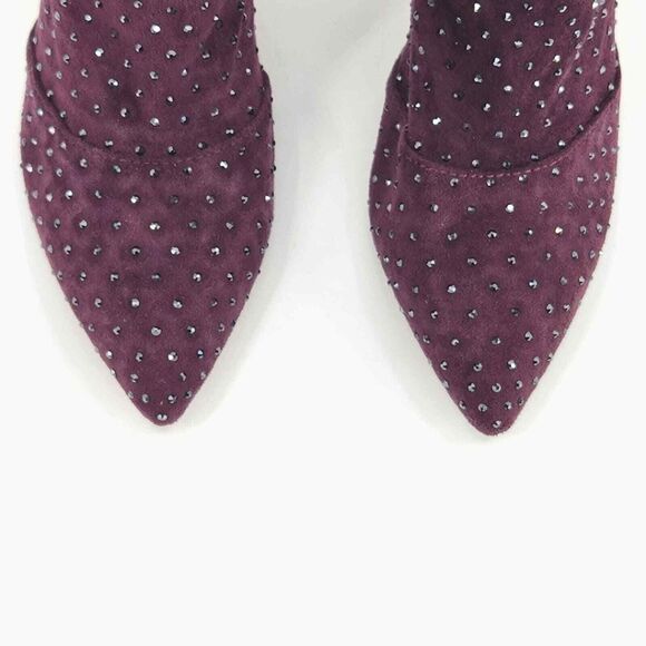 New Charles David Personal Rhinestone Booties Ankle Boots Women 5 Purple Suede - Picture 5 of 11